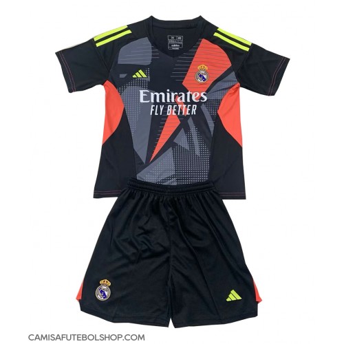 Camisa de time de futebol Real Madrid Goleiro Replicas 2º Equipamento Infantil 2024-25 Manga Curta (+ Calças curtas)